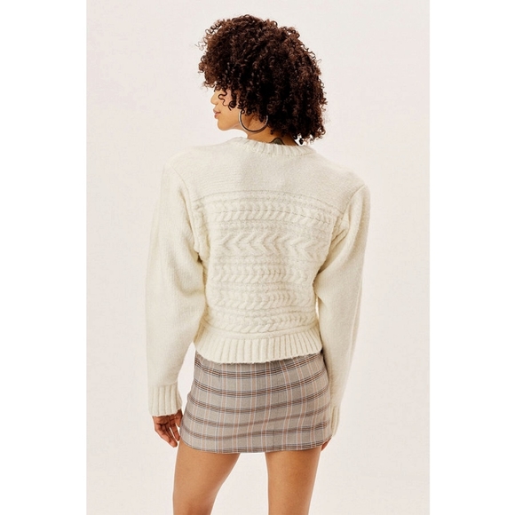For Love & Lemons Puff Sleeve Cable Knit Sweater - Picture 9 of 9